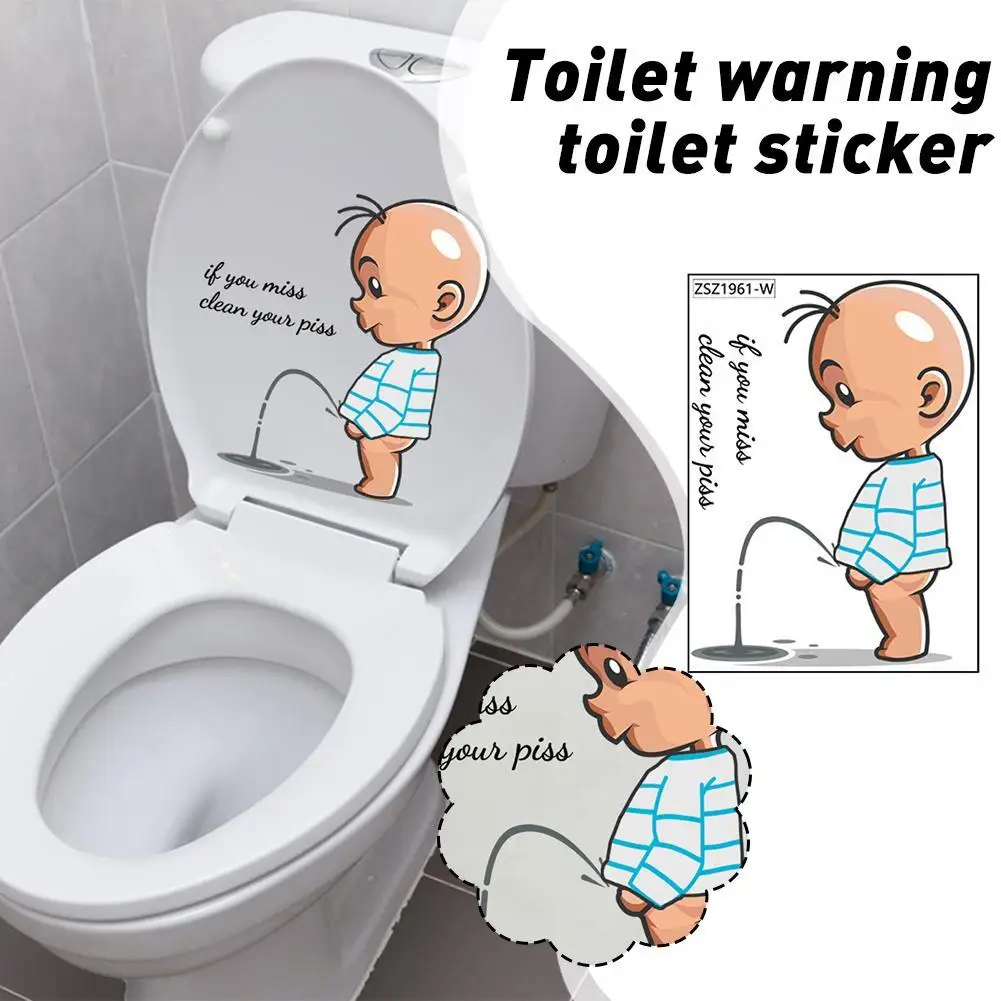

1pcs Funny Toilet Warning Toilet Stickers Child Urination Toilet Lid Decoration Creative Self-adhesive Removable Wall Stickers