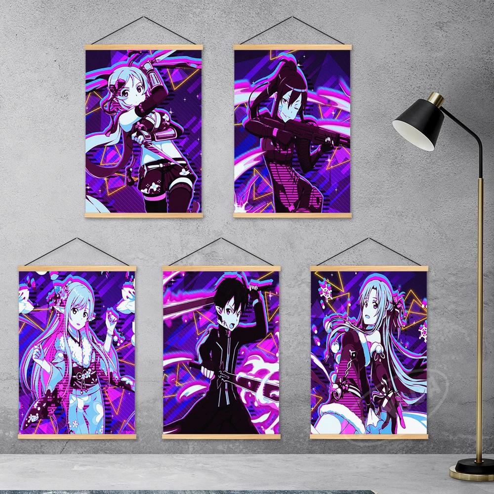 

HD Wooden Hanging Sword Art Online Painting Shinozaki Rika Canvas Prints Anime Decor Home Poster Modular Pictures Wall Artwork