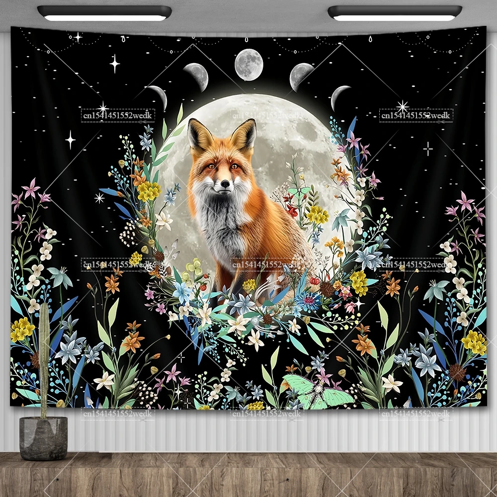 Психоделический богемный настенный гобелен для гостиной с фазой Луны и звездами