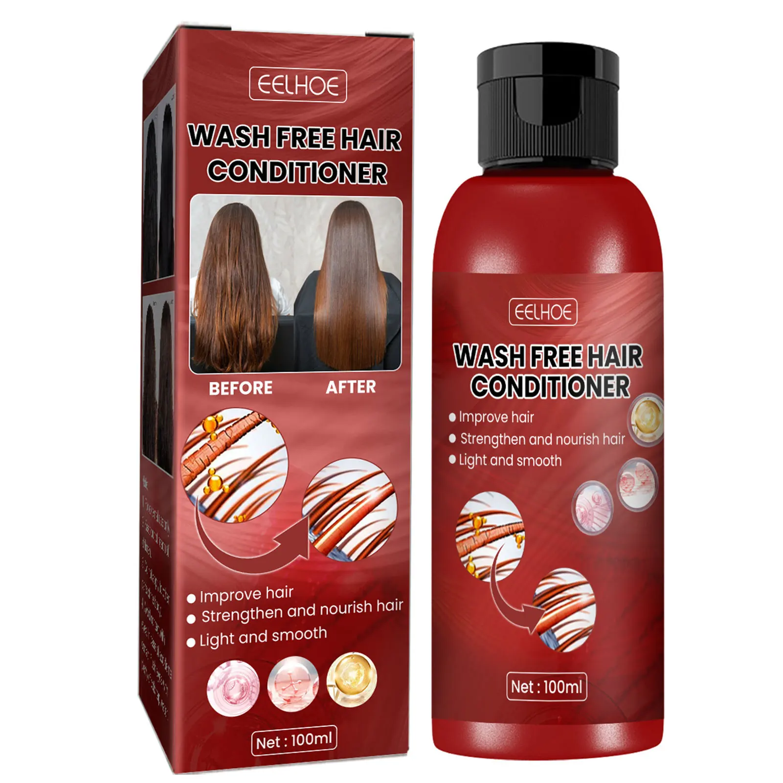 

100ml Shine & Moist Water Hair Conditioner Vegan and Cruelty Free Serum for Strengthening Thinning Hair