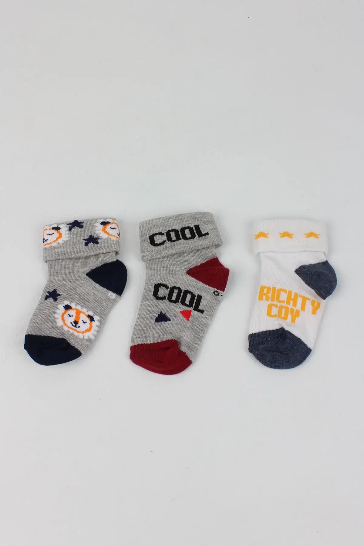 

3-piece Unisex baby socks cotton-elastic socket socks gray straight medium underwear