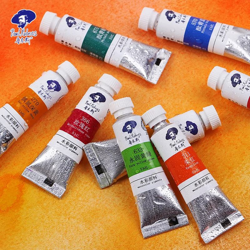 

Paul Rubens 5ml 40 Colors Watercolor Paints Tube Hand-painted Water Color Paint Pigment for Beginner Drawing Art Supplies Gift