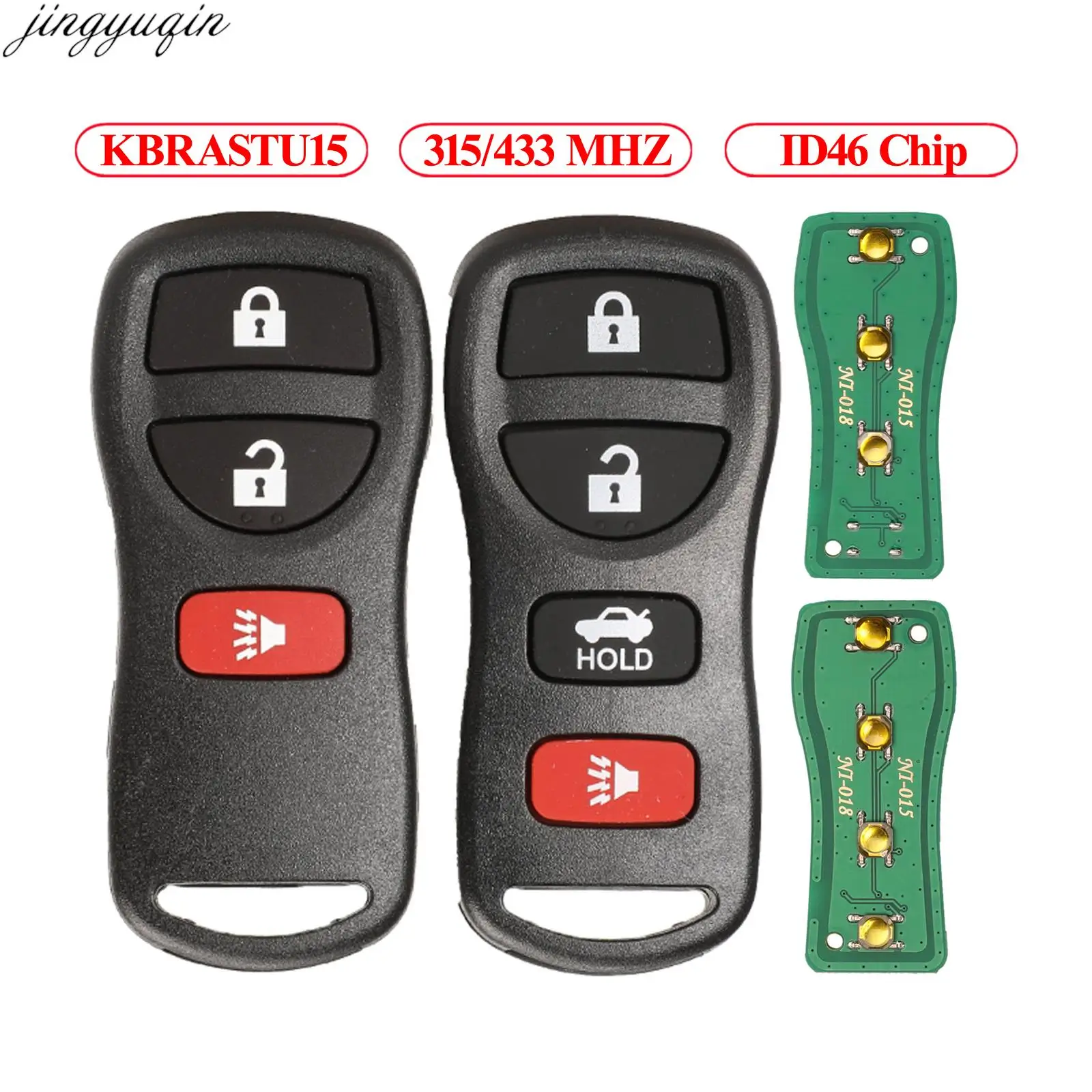 

Jingyuqin Remote Car Key ID46 315/433MHZ For Nissan Altima Xterra Maxima Sentra 350Z Murano Infiniti FX45 G35 I35 QX4 KBRASTU15