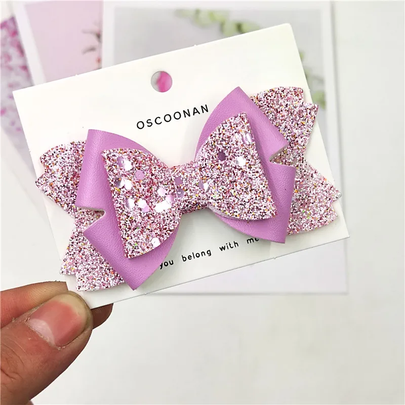 1 Piece Pink Flash Bow Tie Barrette Hairpins Summer Clip Tiaras Baby Girl Diadema Hair Accessories For Women Clothing Set