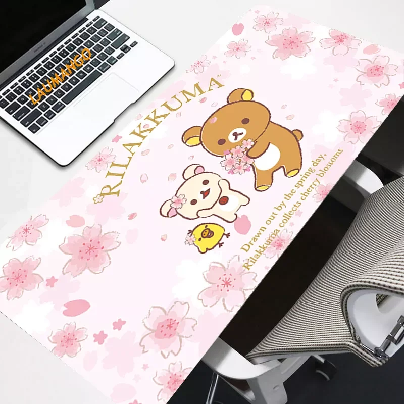 

Mouse Pad Large Anime Pink Korilakkuma Rilakkuma Mousepad Gamer Cute Kawaii gaming accessories Rubber Laptop Notebook Desk Mat