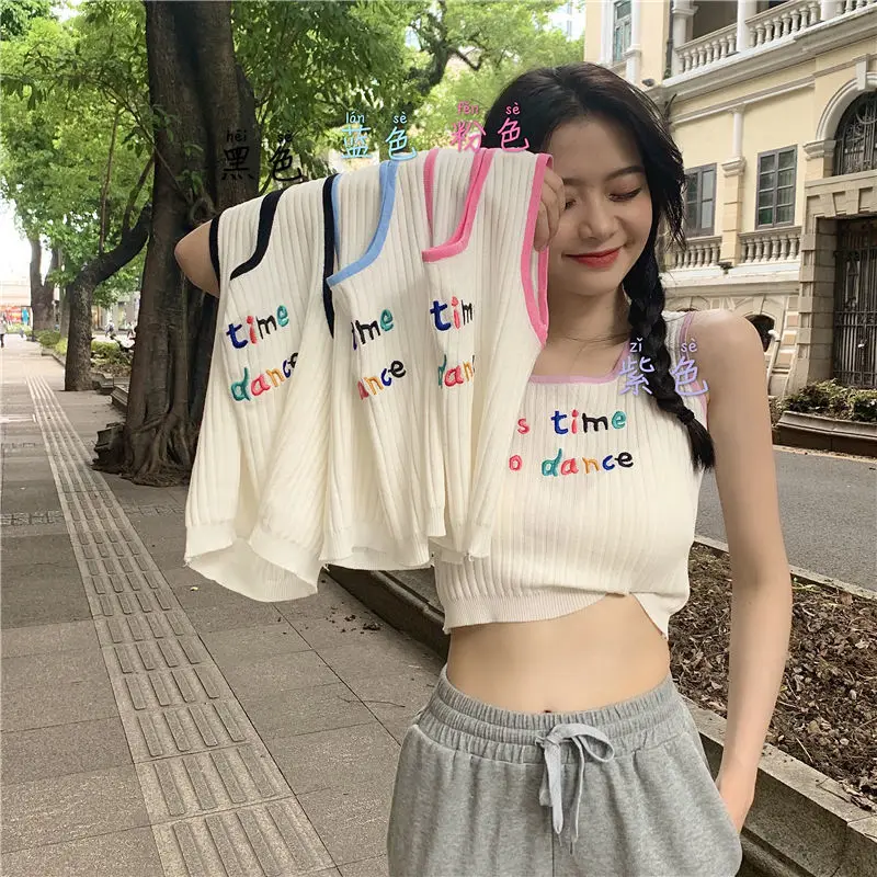 GAODINGLAN летние облегающие Женские трикотажные жилеты без рукавов в стиле