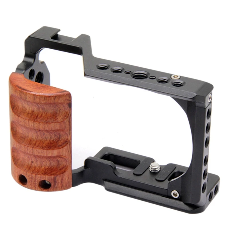 

For Sony ZV-E10 Camera Cage With Grip Extension Grip Stabilizer Bracket 1/4 Threads Holes Quick Release Plate