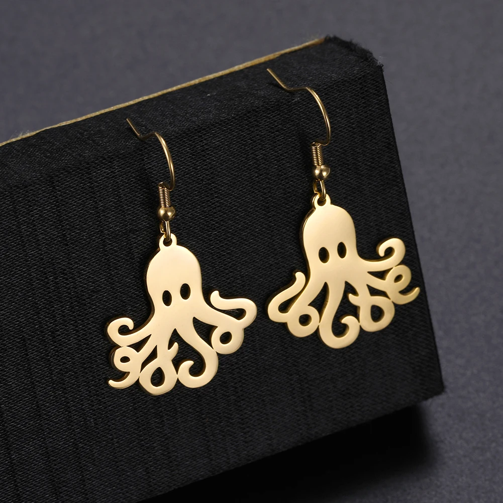 

Octopus Dangle Earrings For Women Children Best Friend Gifts Stainless Steel Gold Sea Creature Animal Earings Fashion Jewelry