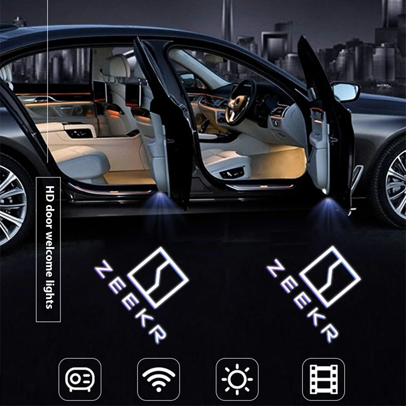 Фото 2 шт. светодиодных проекторов логотипа на дверь автомобиля, проекционные светильники «призрачная тень» для Zeekr 001 MIX 009 007 Zeekr X 7X, аксессуары для интерьера автомобиля №2