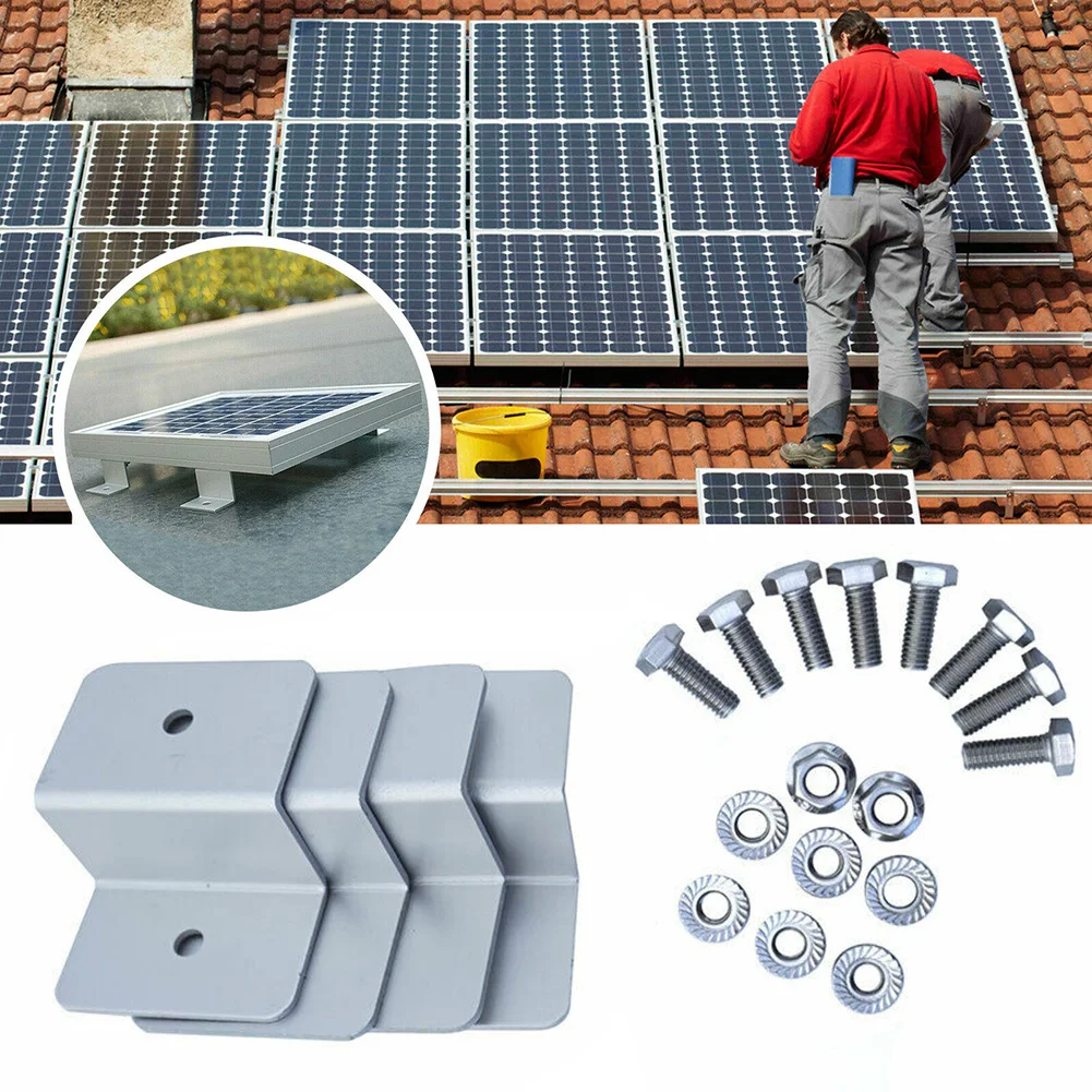 

4Pcs/Set Solar Panel Mounting Z Type Bracket Aluminum Fixing Set T With Nuts And Bolts For Roof RV Boat Caravan Bracket Acces