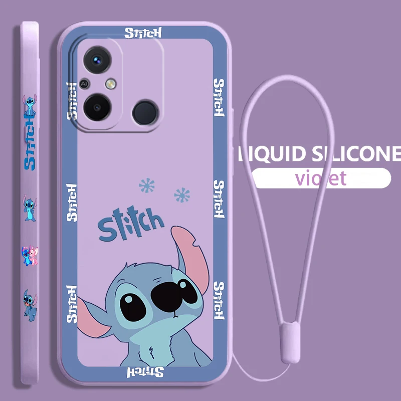 

Stitch LILO Cartoon For Xiaomi Redmi 12 12C 11 Prime A1 10 10X 9 9A 9AT 8 Pro 4G 5G Liquid Left Rope Phone Case Coque Capa
