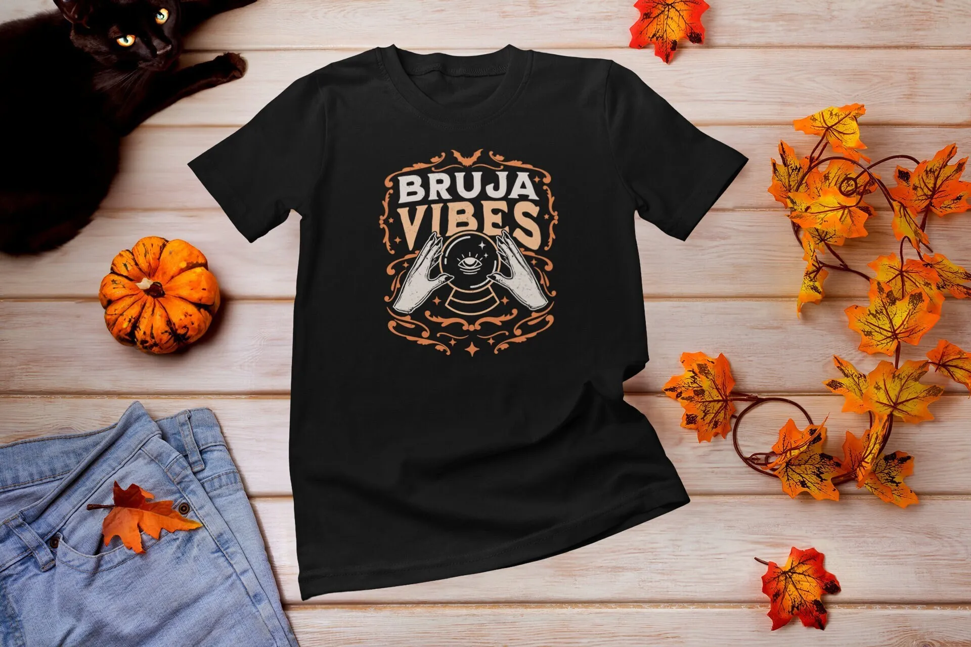 Футболка Bruja Vibes Fortune Teller Halloween Latina Witch Hispanic Mexican AF