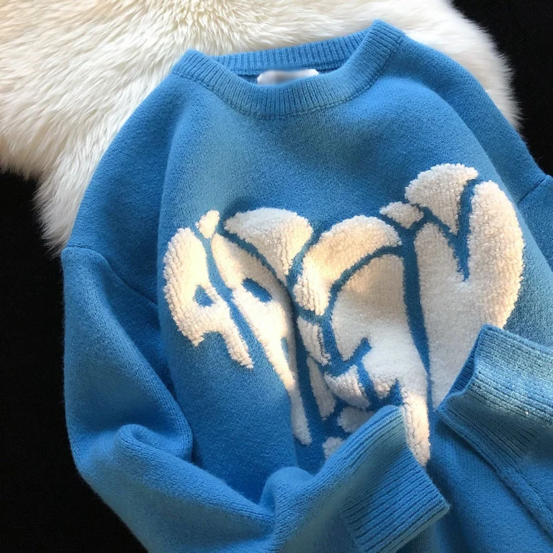 Японский винтажный свитер популярных цветов с надписью Love трикотажный женский