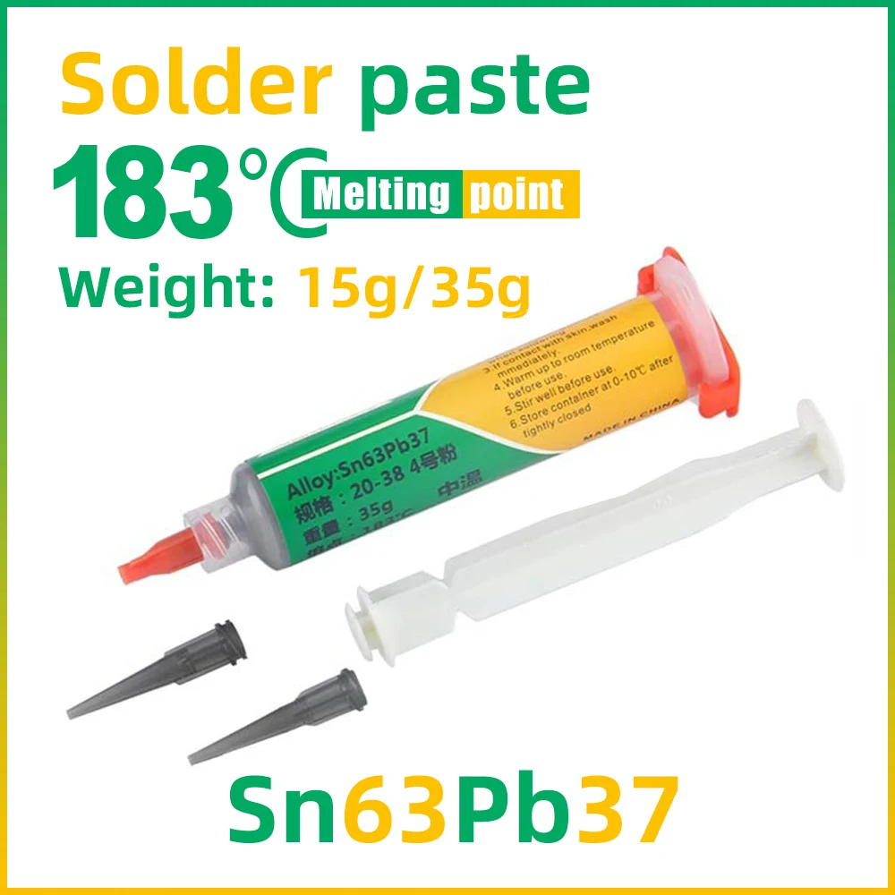 

Solder Paste Melting Point 183℃ Medium Temperature Solder Paste SMD Soldering Materia Weldingl Components and Parts