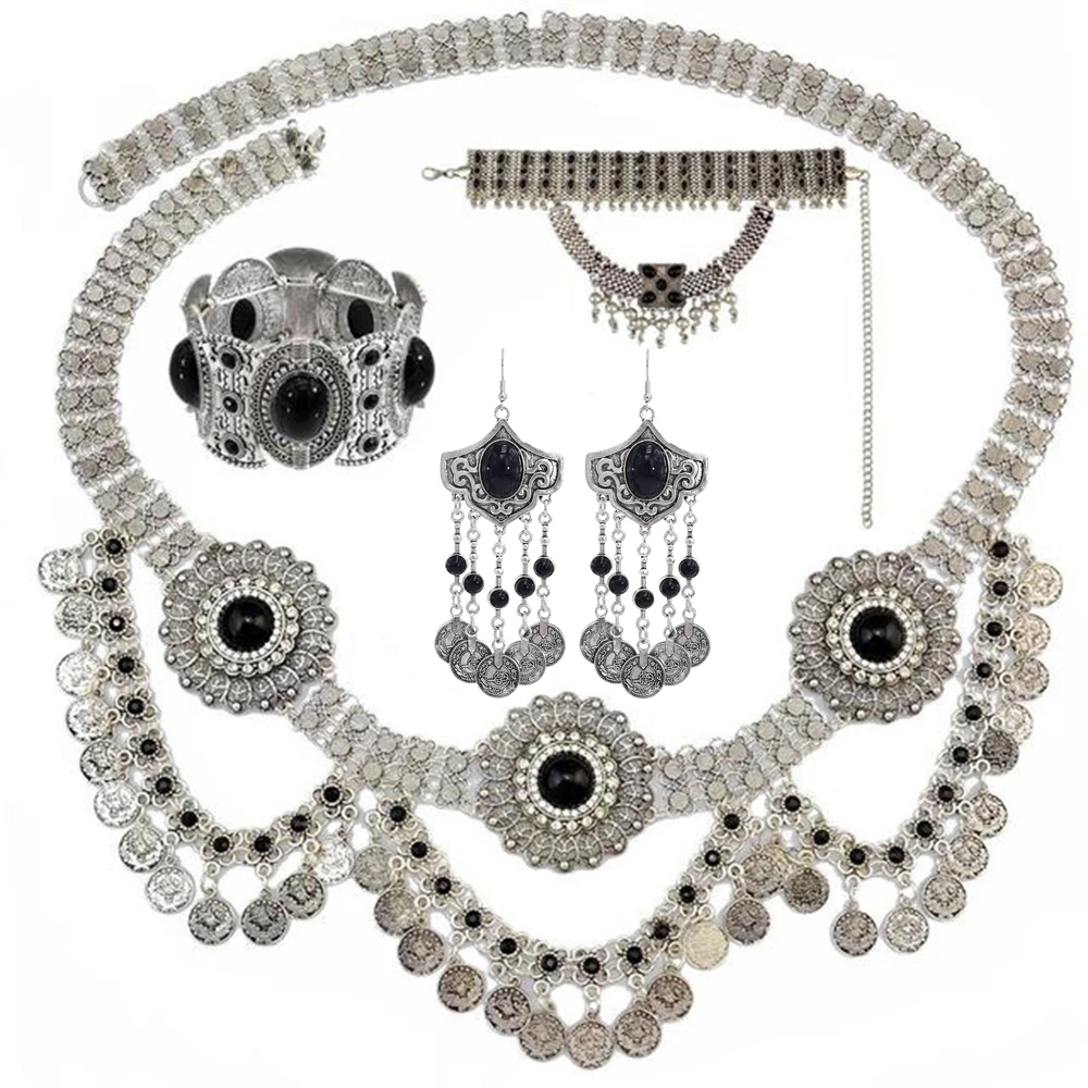 Винтажное цыганское племенное ожерелье-цепочка с кисточкой и браслетом