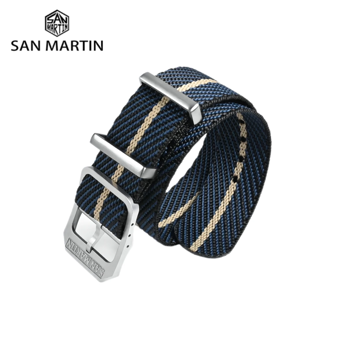 San Martin Woven Nylon Strap Retro Watchband 20mm Military Paratrooper Watch Band With Pin Buckle Correa Reloj BD0006