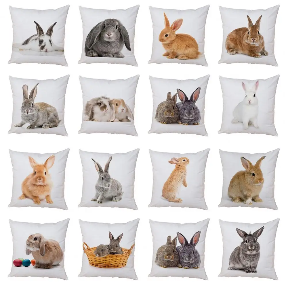 

Cushion Cover Hidden Zipper Rabbit Pillowcase Bedroom Throw Pillow Case New Year Decor Pillow Cover for Household Bedding Decor