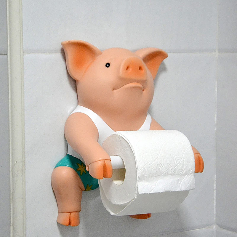 

Pig Style Toilet Paper Holder Punch-Free Hand Tissue Box Household Paper Towel Holder Reel Spool Device Bathroom Accessory