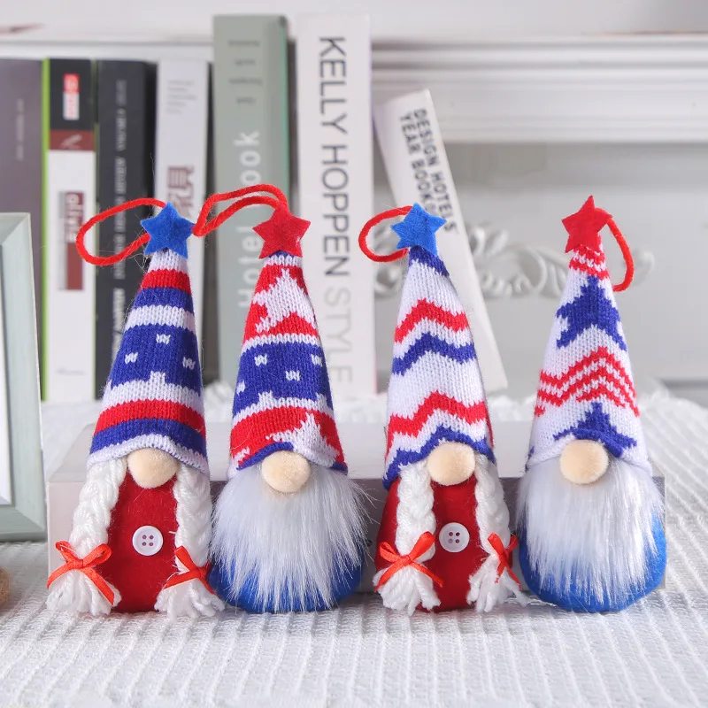 

Christmas Tree Pendant Day Decorative Doll Hangings Hat Suit Faceless Doll Stars Stripes Small Hanging Holiday Decorations