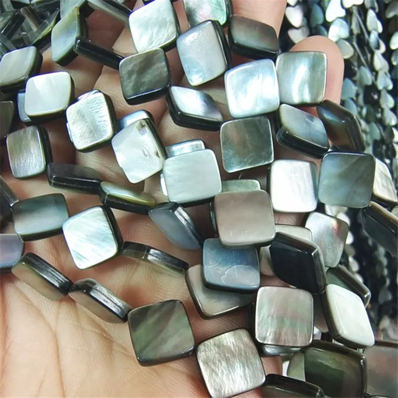 

32PCS Natural Black Shell Beads Square Shape 10X10MM DIY Jewelry Accessories For Women's Bracelets Making Accessories Free Ships