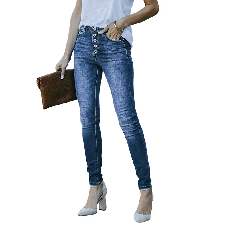 

casual Washed cat-beard jeans for woman slim high-elastic little slim fit skinny jeans