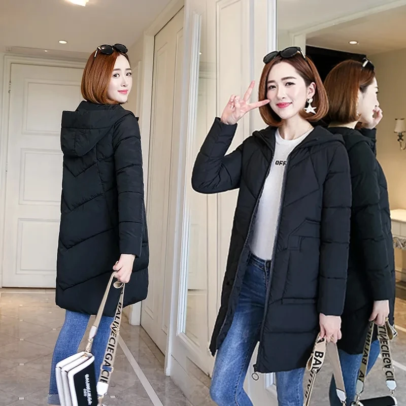 Long Parkas Coat Women's New Winter Thick Hooded Cotton Padded Coats Female Snow Coat Outerwear Thick Warm Cotton-padded Clothes