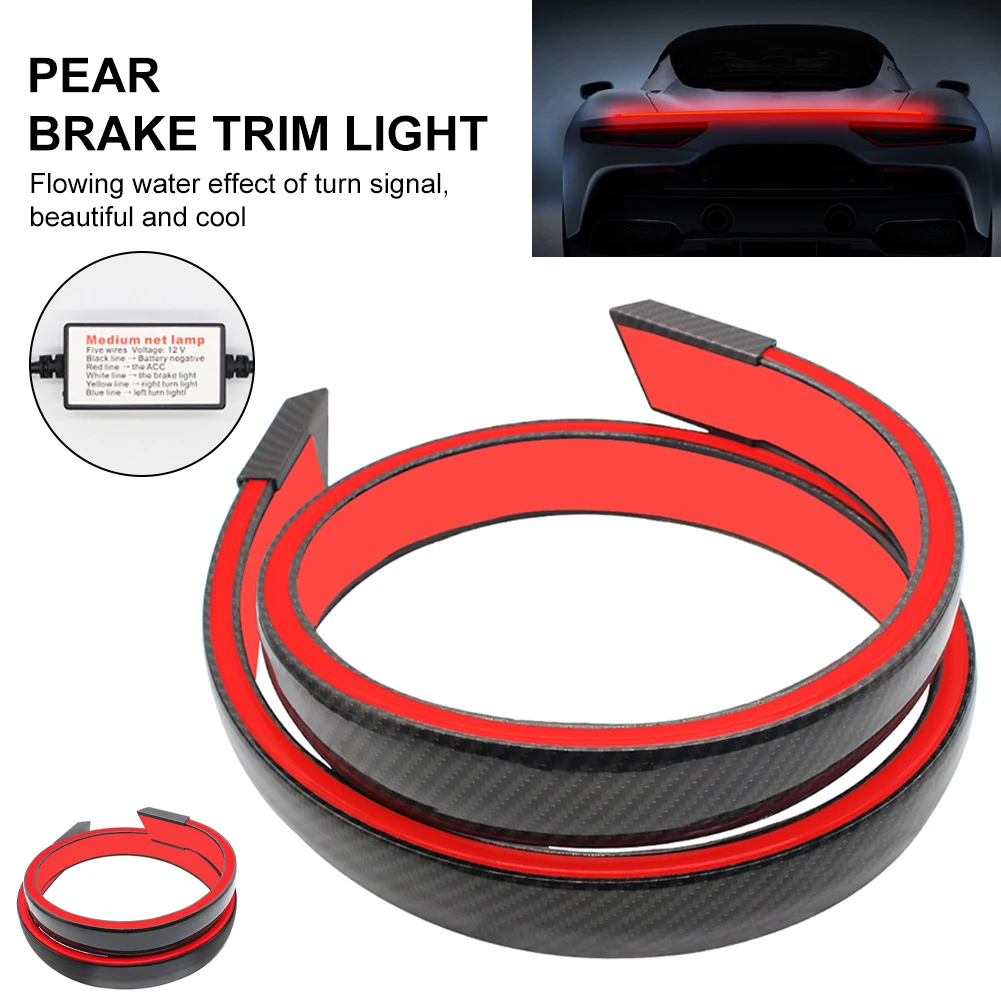 

Universal Rear Roof Trunk Light Spoiler Wing Sticker Flexible Car Trunk Tail Brake Lights Waterproof LED Strip Flowing 12V Red