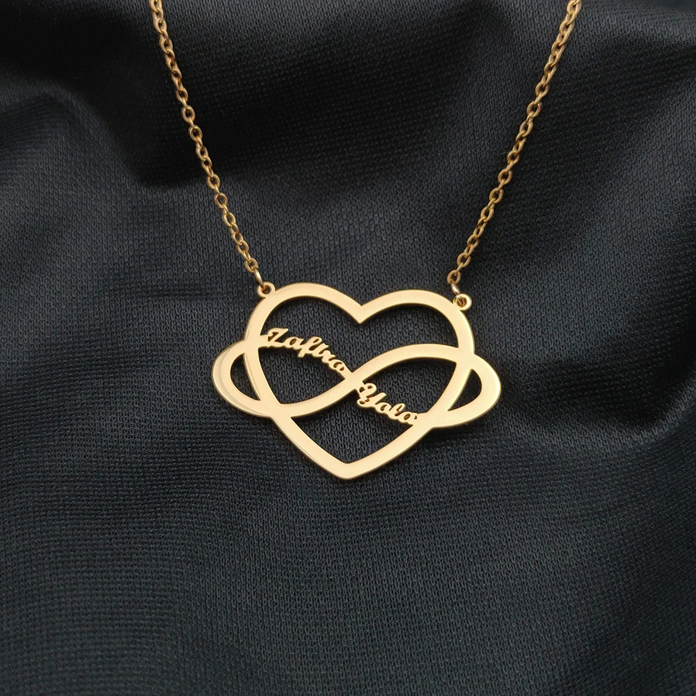 

Персонализированная подвеска в виде сердца бесконечности с именем, Женское Ожерелье, цепочка, подвеска из нержавеющей стали, парные подарки, ювелирные изделия, ошейник, чокер