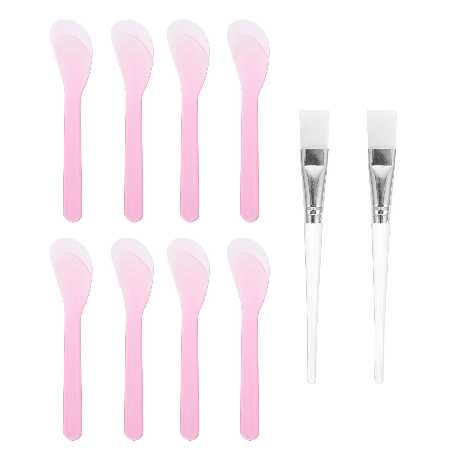 

8 Pcs Useful Random Color Safe Spatulas Spoons and 2 Pcs Transparent Skin Care Facial Brushes