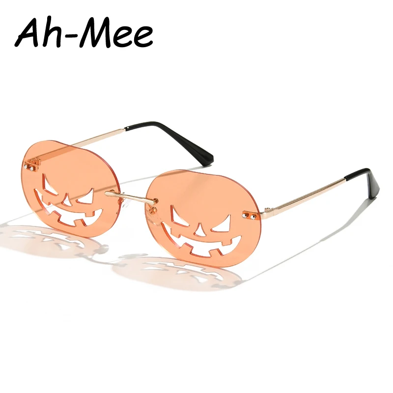 Купи Rimless Pumpkin Shape Sunglasses Women Men Oval Alloy Frame Sun Glasses Female Pumpkin Punk Eyeglasses Oculos за 255 рублей в магазине AliExpress