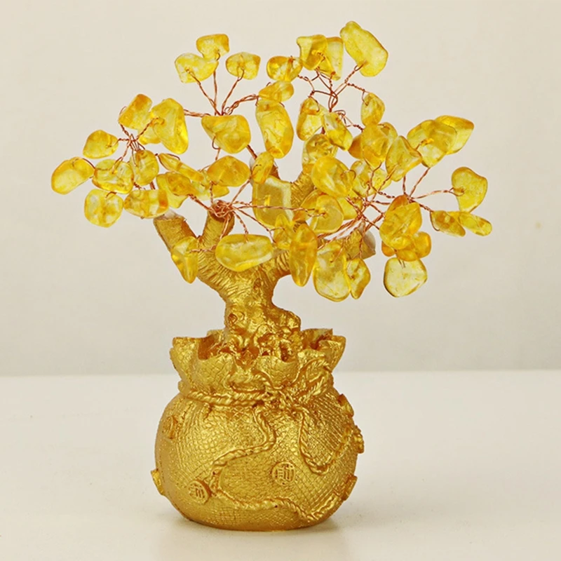 

Feng Shui Crystal Money Tree Lucky Tree Bonsai Style Decor for Tabletop Decorations Home Office Store Tabletop Ornament