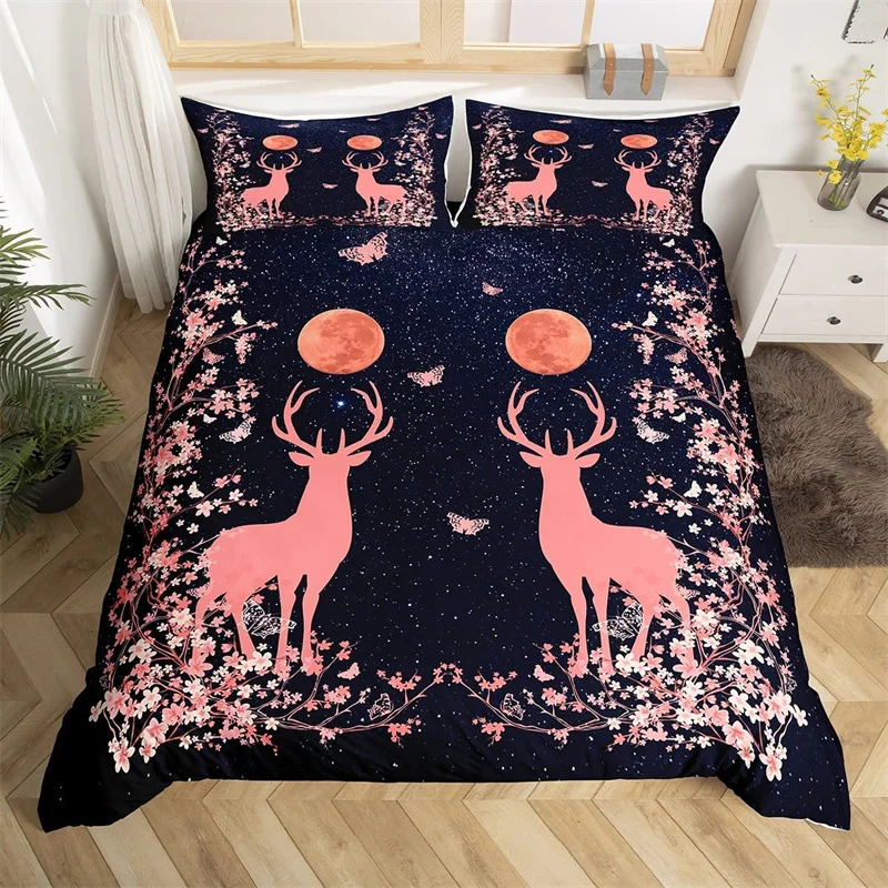 Комплект пододеяльников с изображением оленя и животных размер Twin Queen комплект