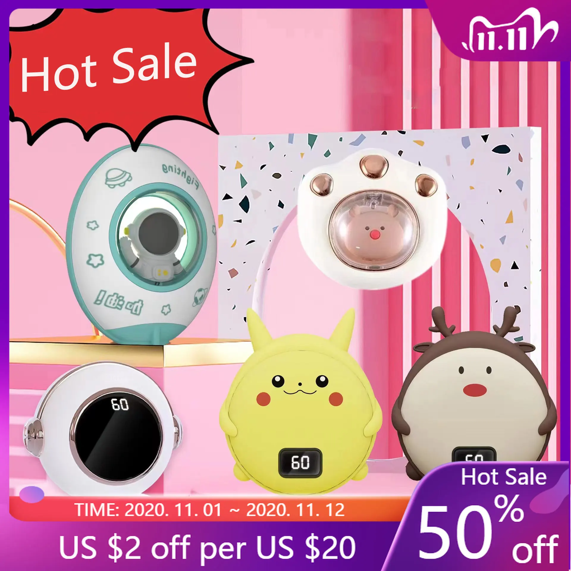 2022 зимняя электрическая грелка для рук Кошачий коготь теплые руки Power Bank 2 в 1 осенне-зимняя грелка для рук мультяшная портативная батарея