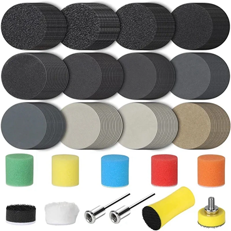 

1Set 1Inch Sanding Discs Kit 60-10000 Grit,Wet Dry Sandpaper With 1/8 Inch Backing Pad & Buffering Pads