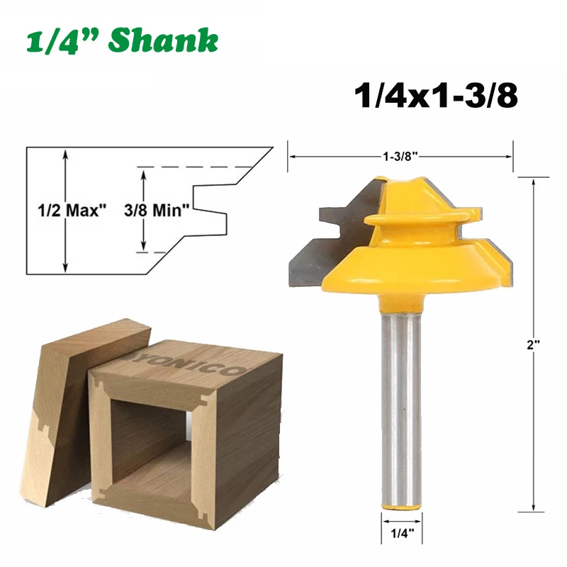 

1PC 1/4" 6.35MM Shank Milling Cutter Wood Carving 45 Degree Lock Miter Router Bit Woodworking Tenon Milling Cutter Carbide Bit