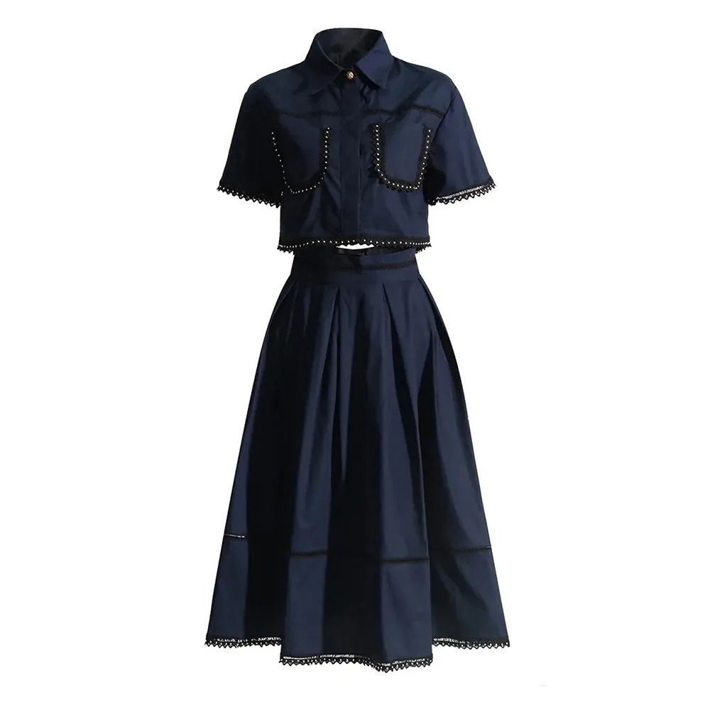 Женский комплект из двух предметов VGH топ с отложным воротником и коротким