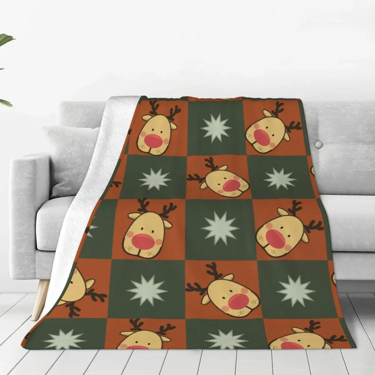 

Christmas, Elk Blanket Ultra Soft Cozy Blooming Flowers Decorative Flannel Blanket All Season For Home Couch Bed Chair Travel