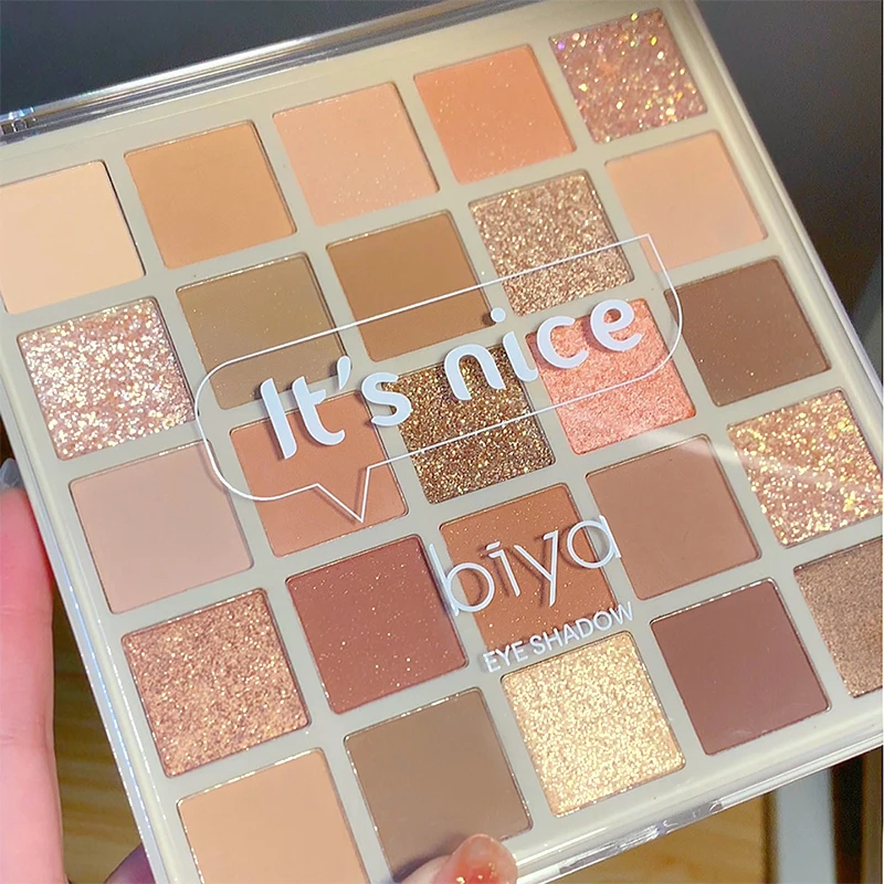 

25 Color Earthy Pearly Eyeshadow Palette Long-lasting Makeup Shiny Champagne Eye shadow Pallete High Pigment Eye Cosmetics