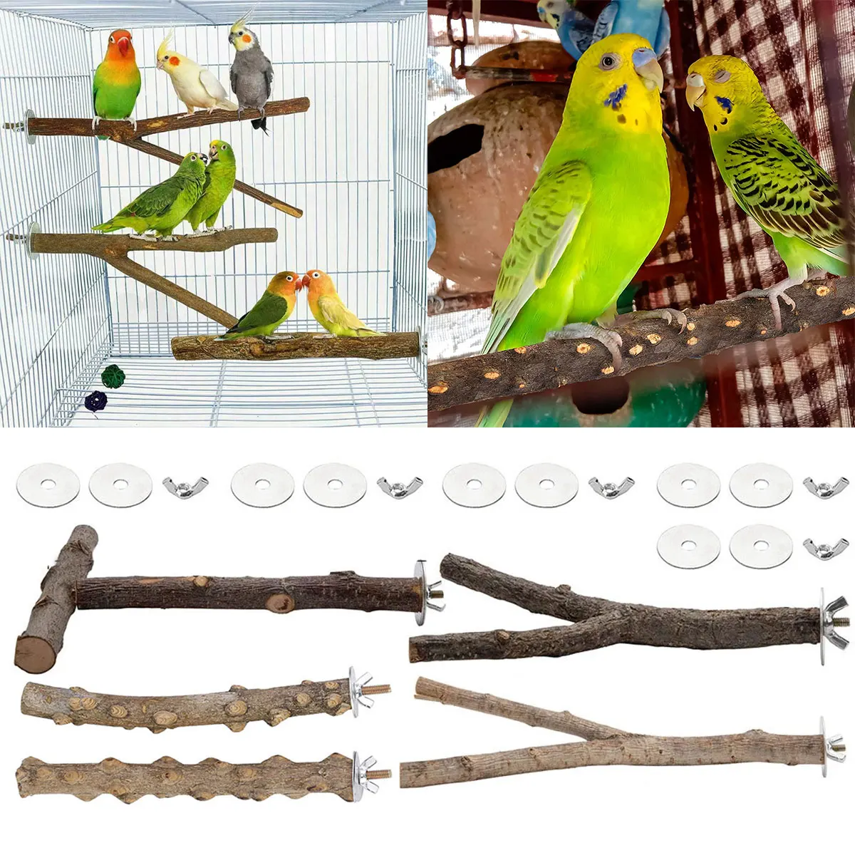

NEW 5pcs Parrot Bird Perches Natural Wood Bird Standing Stick Parrot Perch Stand Platform Wooden Exercise Climbing Paw Grinding