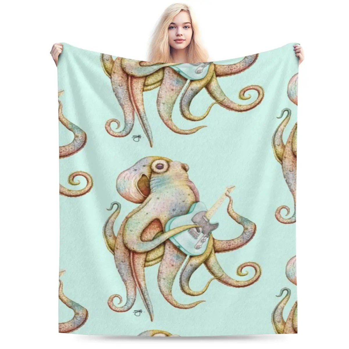 POLAH - Осьминог The Axe Wielding (на аква) Ультрамягкое одеяло из микрофлиса