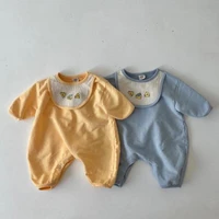 spring autumn new baby cotton romper newborn toddler long sleeve cute cheese print bib romper infant boy girl casual jumpsuit
