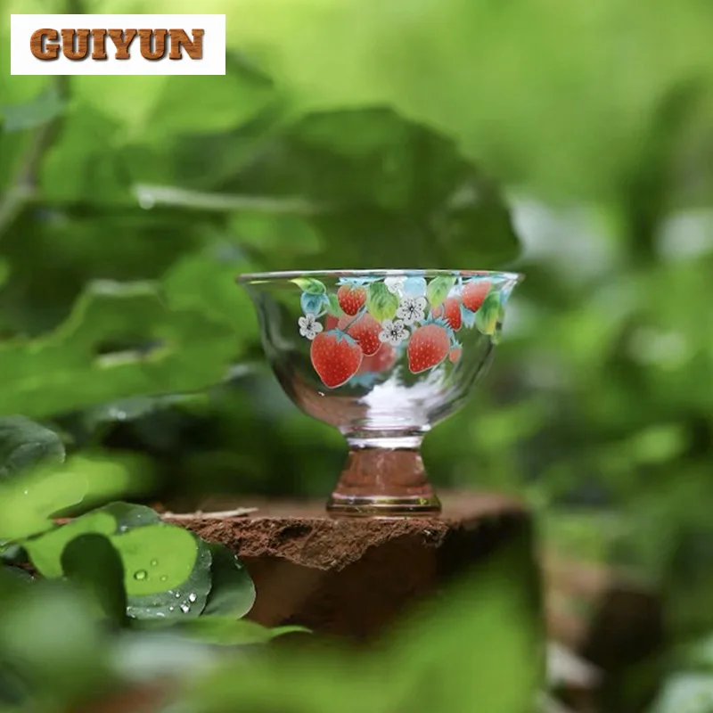 2 шт./набор маленькая термостойкая стеклянная чашка с клубничкой 45 мл