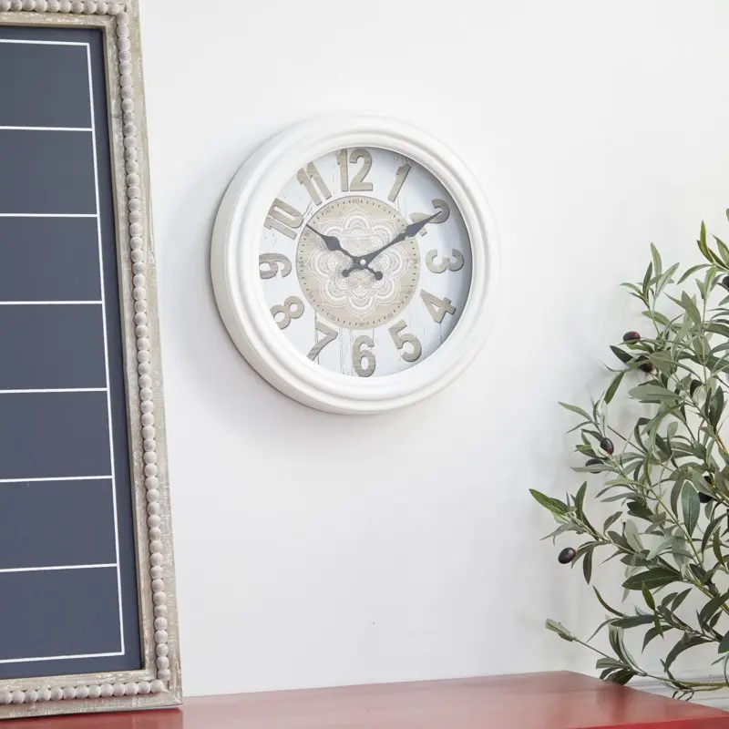 

14" White Metal Fluted Frame Wall Clock