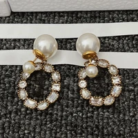 womens trend earring retro metal pearls rhinestones dangle earrings luxury jewelry party birthday gift