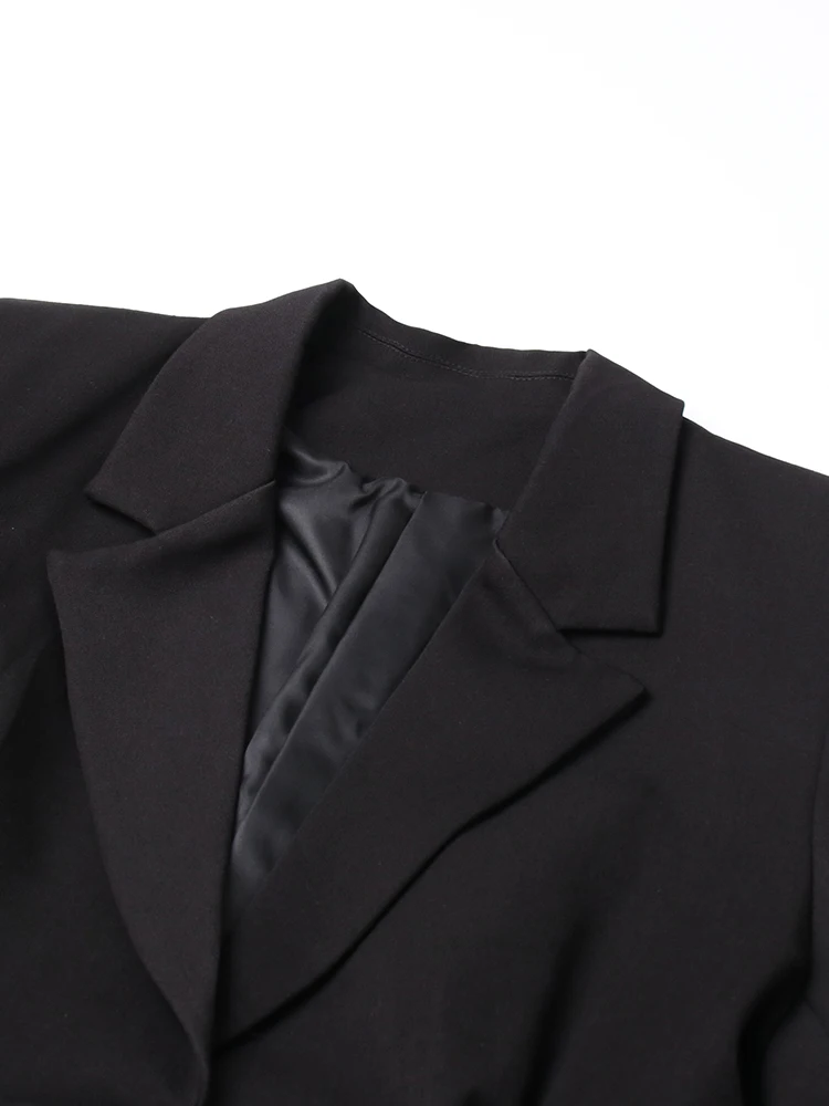 Women Clothing 2023 Black Spring Notched Collar Long Sleeve Slim Solid Minimalist Fashion Blazers