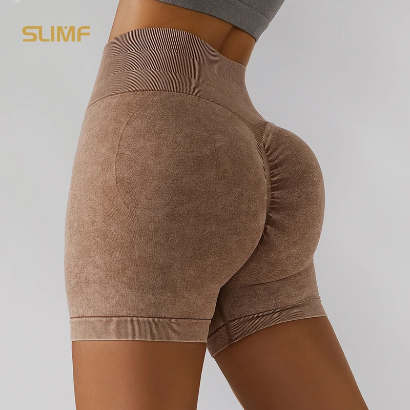 

Женские Летние бесшовные шорты для йоги SLMIF, персиковые ягодицы, эластичные спортивные Леггинсы с высокой талией для бега