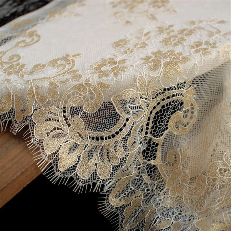 

3 Yards 2 Tones Soft French Eyelash Lace trim Chantilly DIY Garment Accessories Wedding for Table runners, Crafts Design