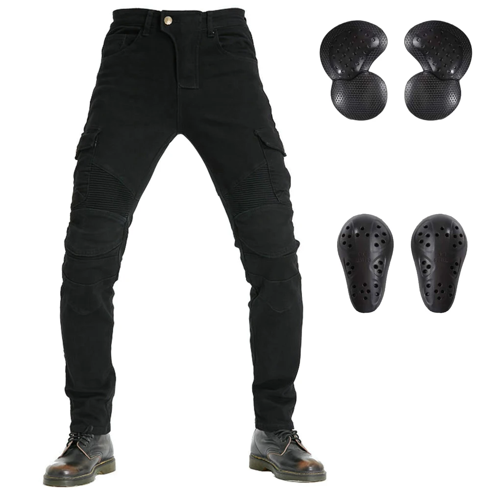 LOMENG Motorcycle Riding Jeans Biker Motocross Racing Slim Stretch Pants with CE Removable Armored for Men LMPM39