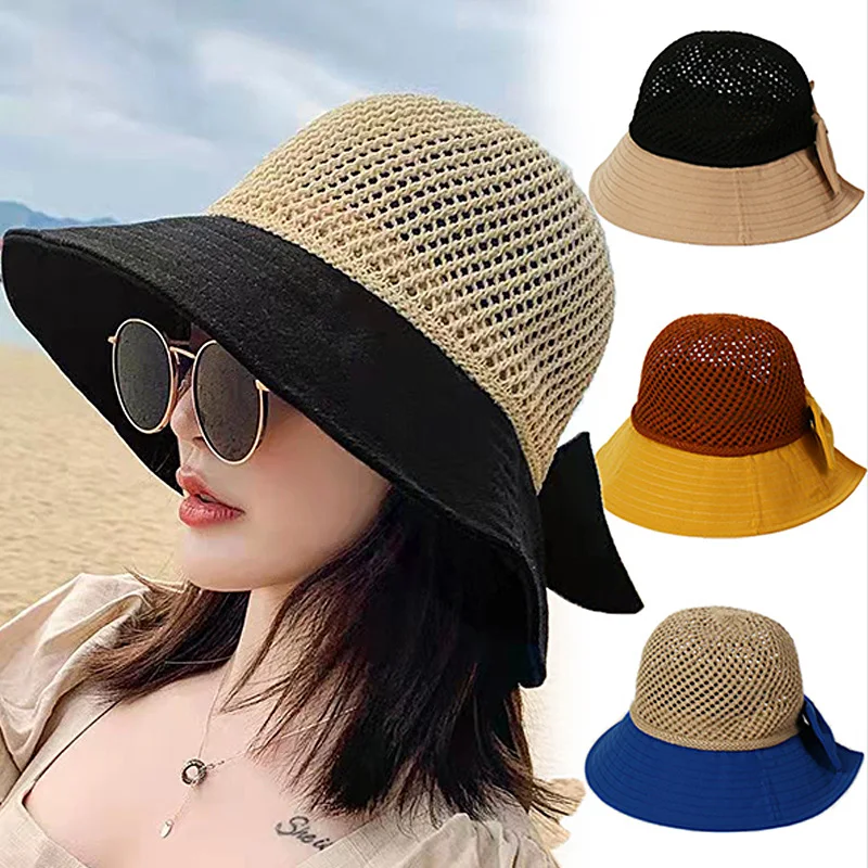 

Шляпа Женская Солнцезащитная Складная, Соломенная пляжная Панама от солнца, с широкими полями, с защитой от ультрафиолета, летняя