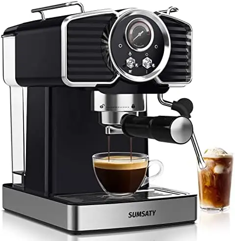 

Espresso Coffee Machine 20 Bar, Retro Espresso Maker with Milk Frother Steamer Wand for Cappuccino, Latte, Macchiato, 1.8L Remov